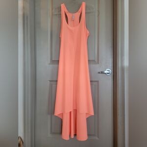 Athleta Fitness Dress Racerback Beach Cover-up Maxi Sundress Coral W Pockets Exc